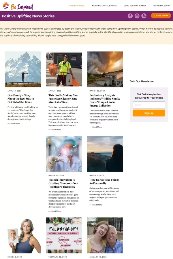 Uplifting News | Uplifting News Stories | Positive Uplifting Stories - Ecommerce design inspiration