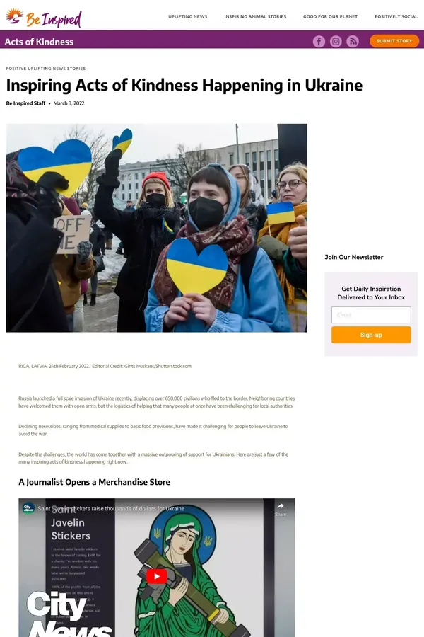 Acts of Kindness - Inspiring Acts of Kindness Happening in Ukraine - Be Inspired - Ecommerce design inspiration