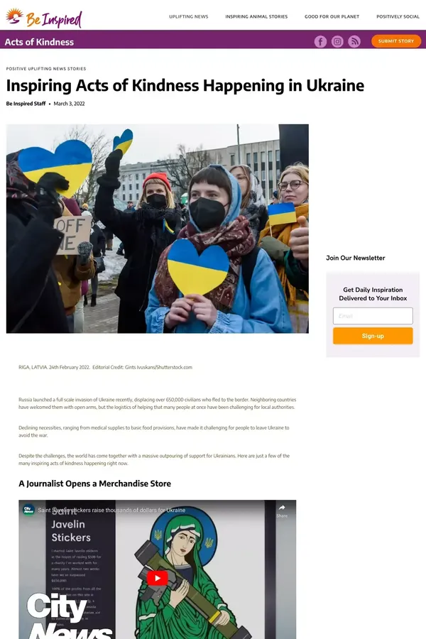 Acts of Kindness - Inspiring Acts of Kindness Happening in Ukraine - Be Inspired - Ecommerce design inspiration
