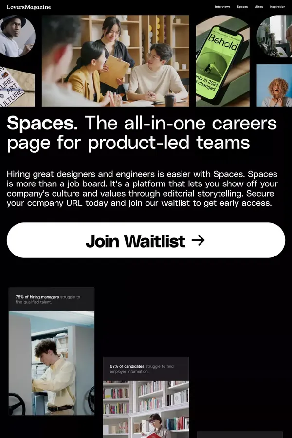 Spaces by Lovers Magazine - Landing design inspiration