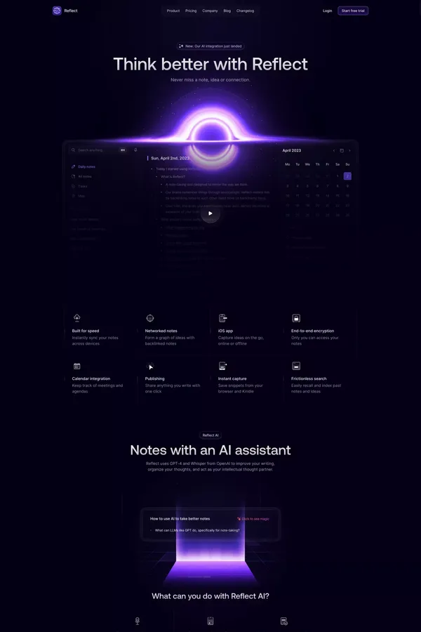 Reflect - Landing design inspiration