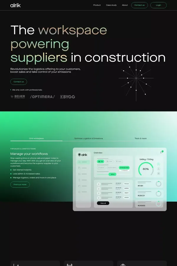 The Workspace Powering Suppliers In Construction | Alrik - website design inspiration
