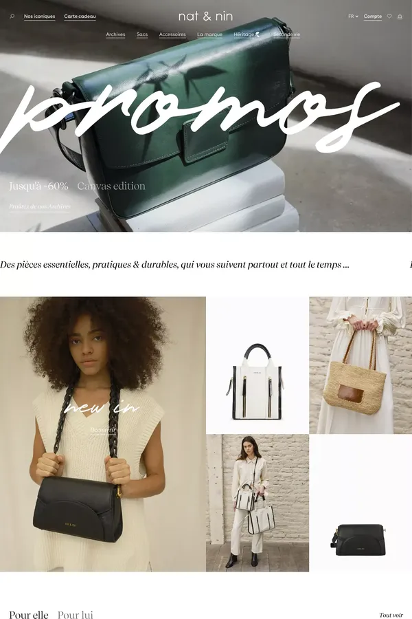 nat & nin : Maroquinerie tendance parisienne | Site officiel        – Nat & Nin - eShop - Ecommerce design inspiration