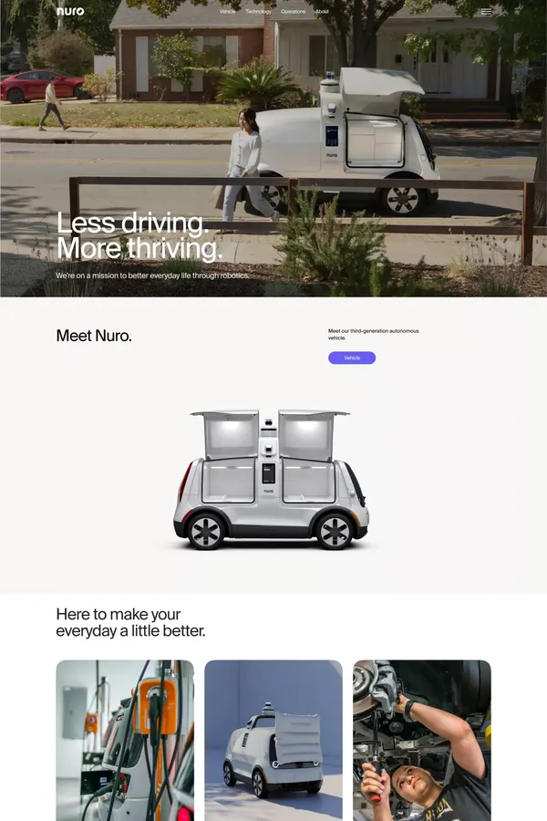 Nuro - On a mission to better everyday life through robotics. | Nuro - Landing design inspiration