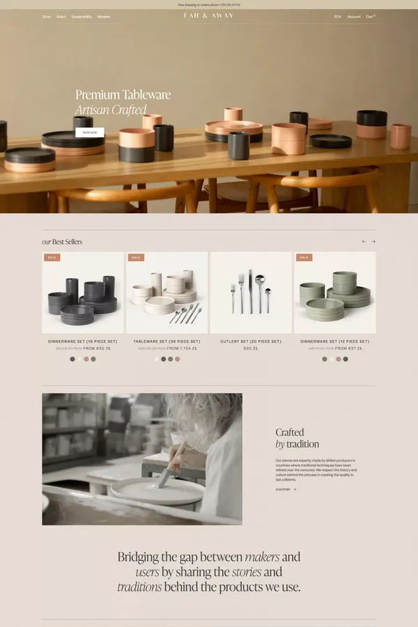 Far & Away - Modern Heritage Goods Right to your Doorstep - Ecommerce design inspiration