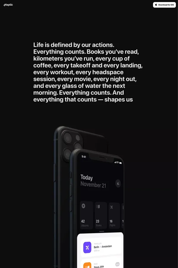 Haptic - The entire history of you - Landing design inspiration