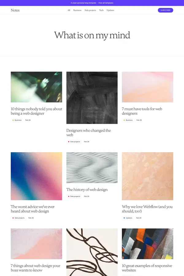 Notes · Webflow HTML website template