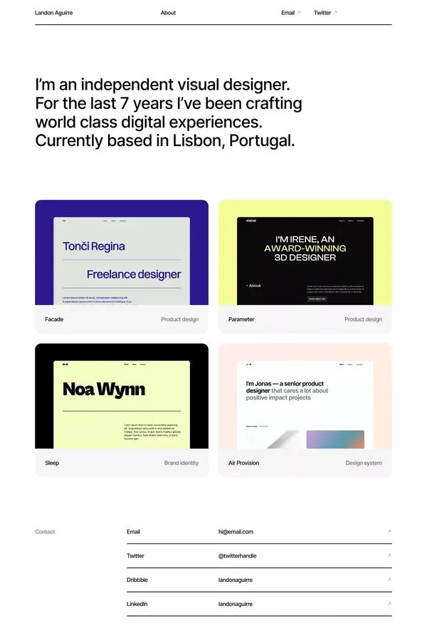 Minimal · Independent Visual Designer - Template design inspiration