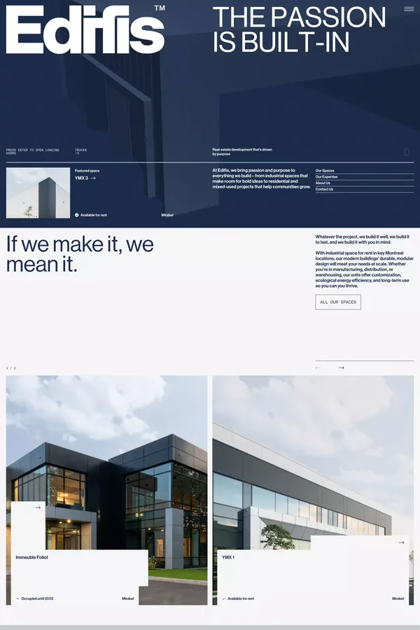 Edifis | Real-Estate Development & Space for Rent - Portfolio design inspiration