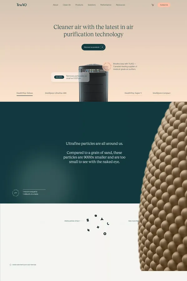 TruAQ | Clean air for everyone - Landing design inspiration