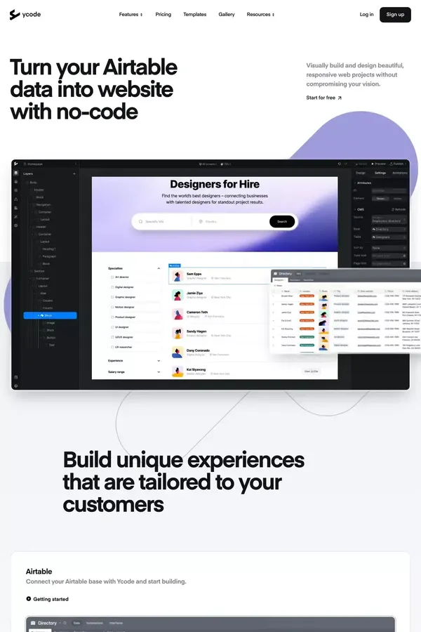 Turn your Airtable data into website with no-code - website design inspiration