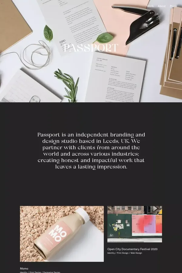 Passport - Portfolio design inspiration