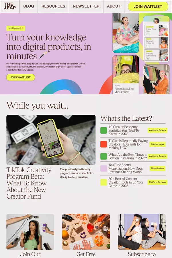 The Leap - Landing design inspiration