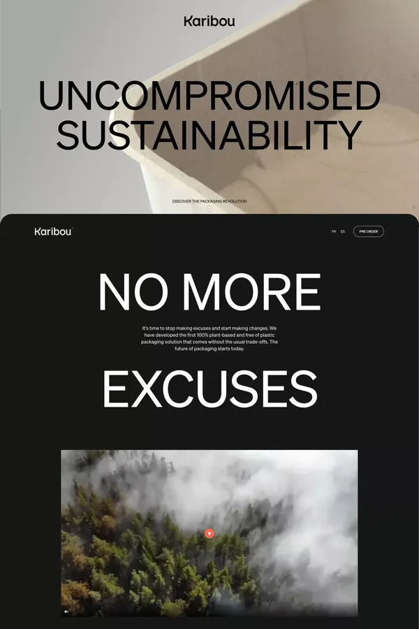 100% plant-based packaging - Karibou - Landing design inspiration