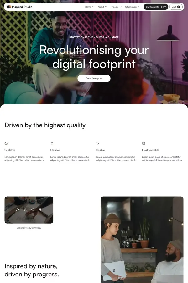 Home B | Inspired Studio - Webflow Ecommerce website template - Template design inspiration