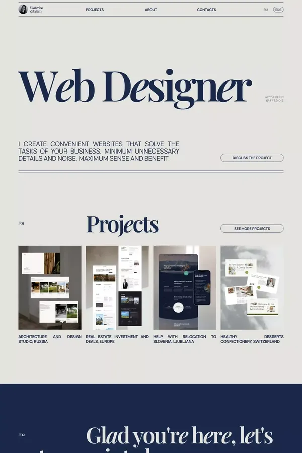 Ekaterina Zabelich - Your web design partner - website design inspiration