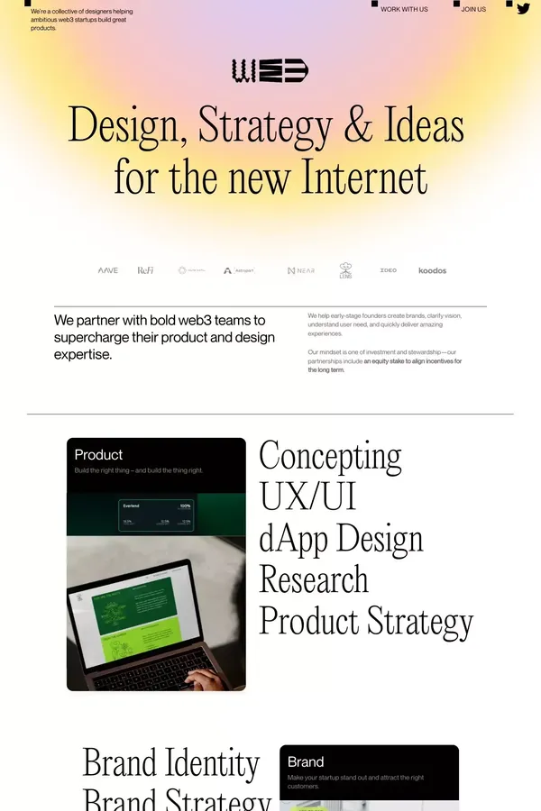 WE3. Web3 designers for ambitious startups. - Portfolio design inspiration