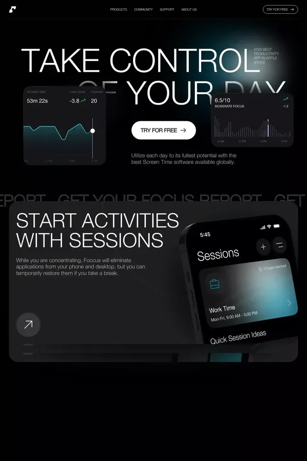 Foccus - Screen Time App Landing Page