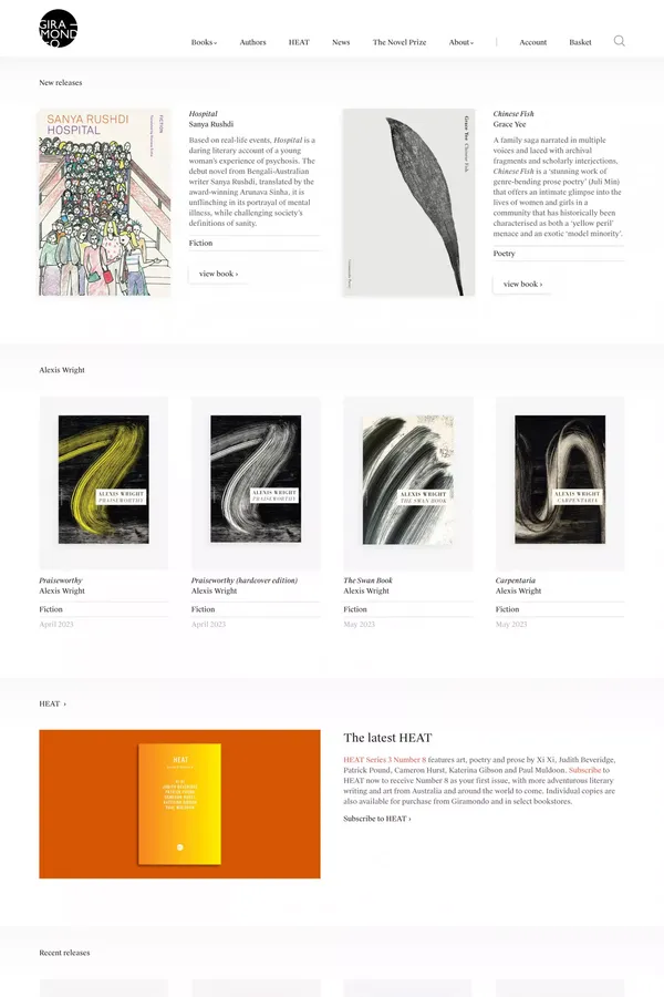 Giramondo Publishing | An Independent Australian Literary Publisher - Ecommerce design inspiration