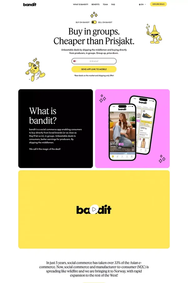 bandit app - website - Landing design inspiration