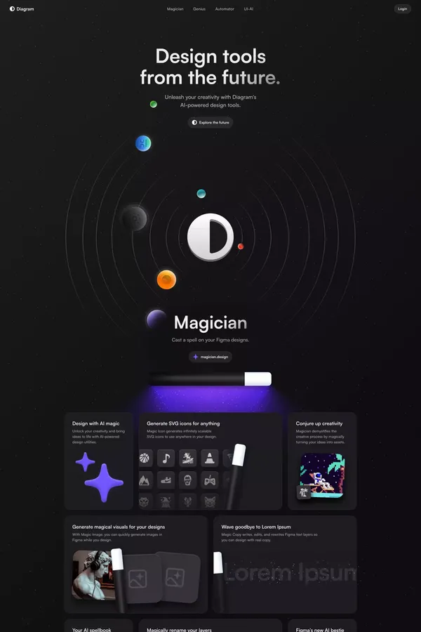 Diagram · Design tools from the future. - Landing design inspiration