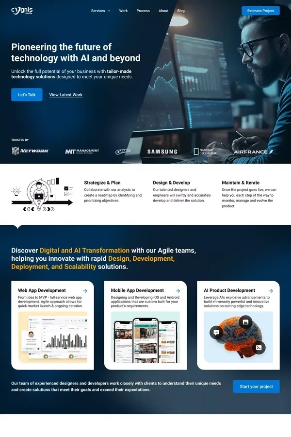 Custom Software, Web, and Mobile App Development Company | Cygnis Media - website design inspiration