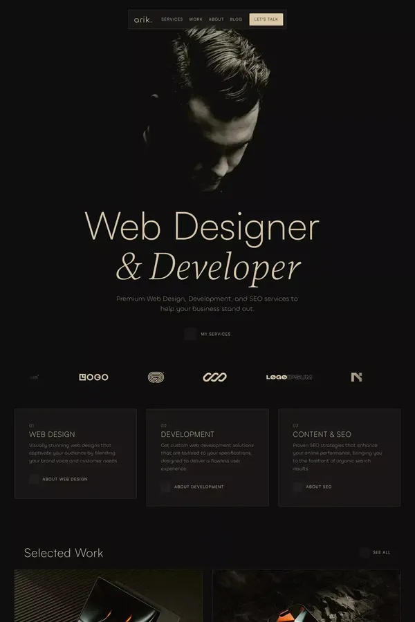 Arik - Portfolio Framer Template - Template design inspiration
