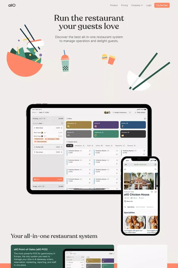 allO - Run the Restaurant Your Guests Love - website design inspiration