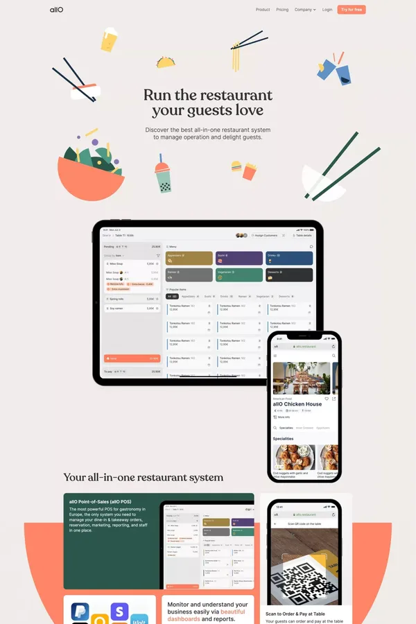 allO - Run the Restaurant Your Guests Love - Landing design inspiration