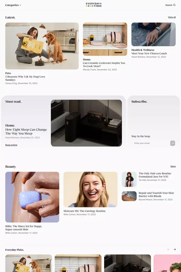 Reviewing the best DTC brands - Blog design inspiration