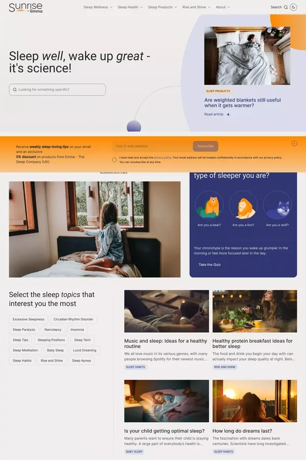Sunrise by Emma - Landing design inspiration