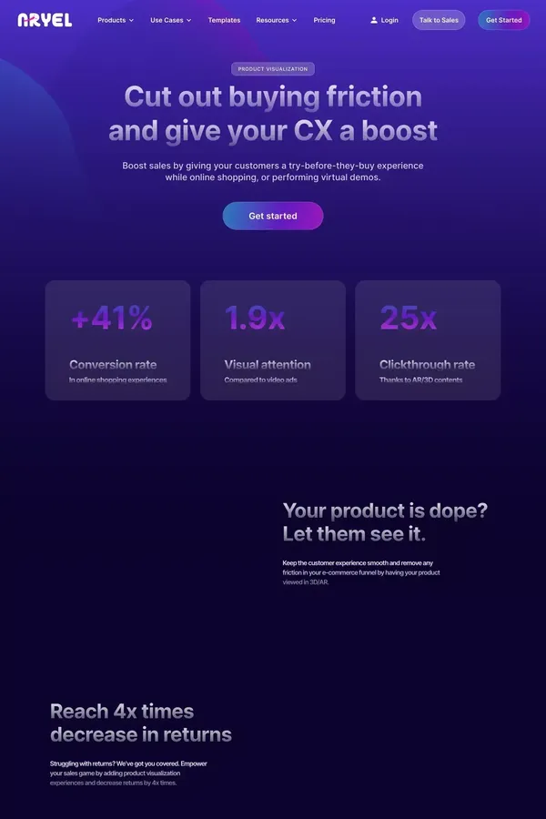 AR for Product Visualization | Cut Out Any Buying Friction | Aryel - website design inspiration