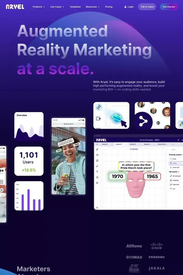 Aryel | Augmented Reality Marketing at a scale. - website design inspiration