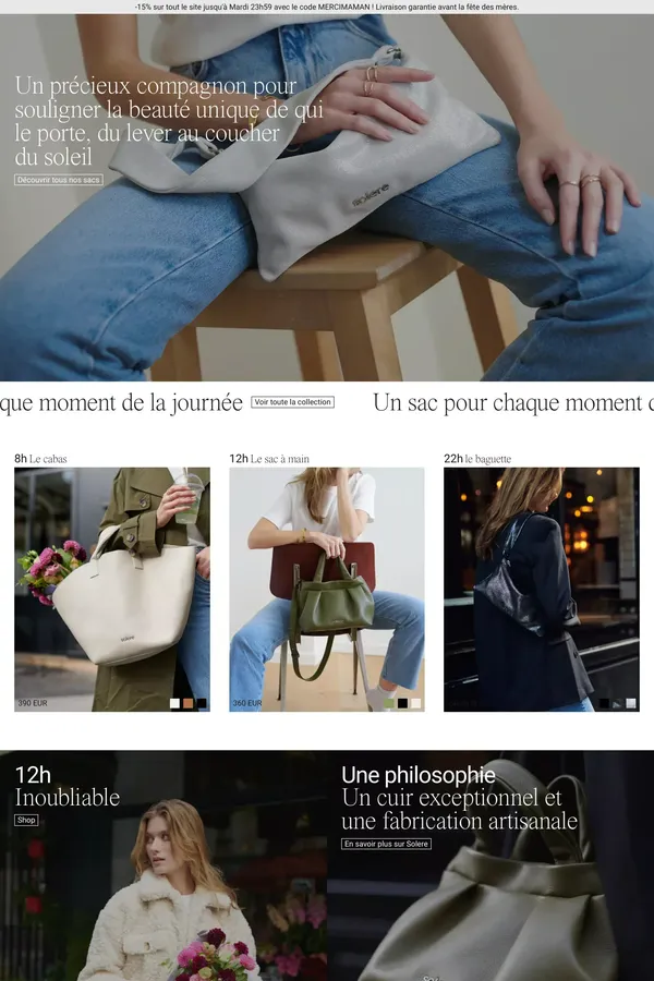 Solere — Haute maroquinerie dessinÃ©e Ã  Paris by Megan Vlt - Ecommerce design inspiration