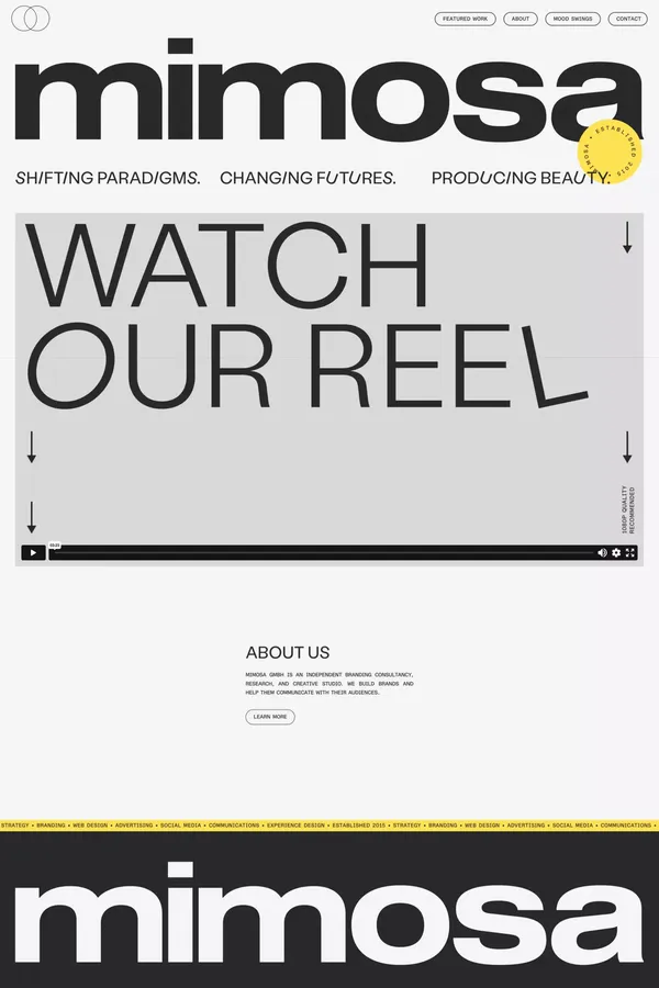 mimosa - Brand consultancy and creative agency - Portfolio design inspiration