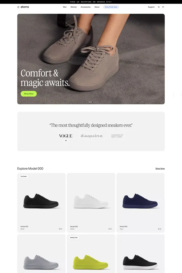 Atoms - Ecommerce design inspiration
