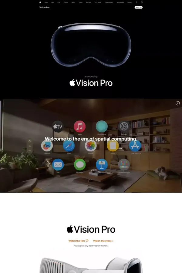 Apple Vision Pro - Apple - Landing design inspiration