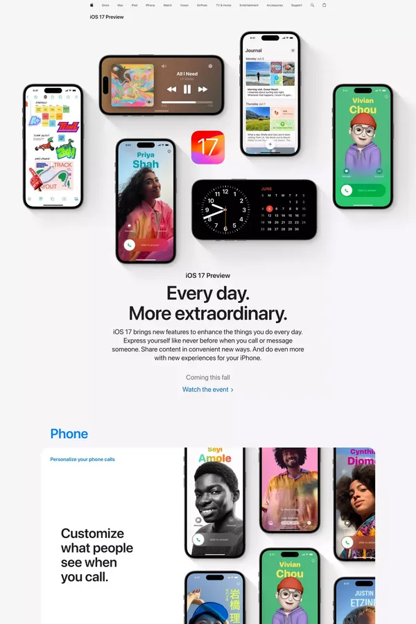 iOS 17 Preview - Apple - Landing design inspiration