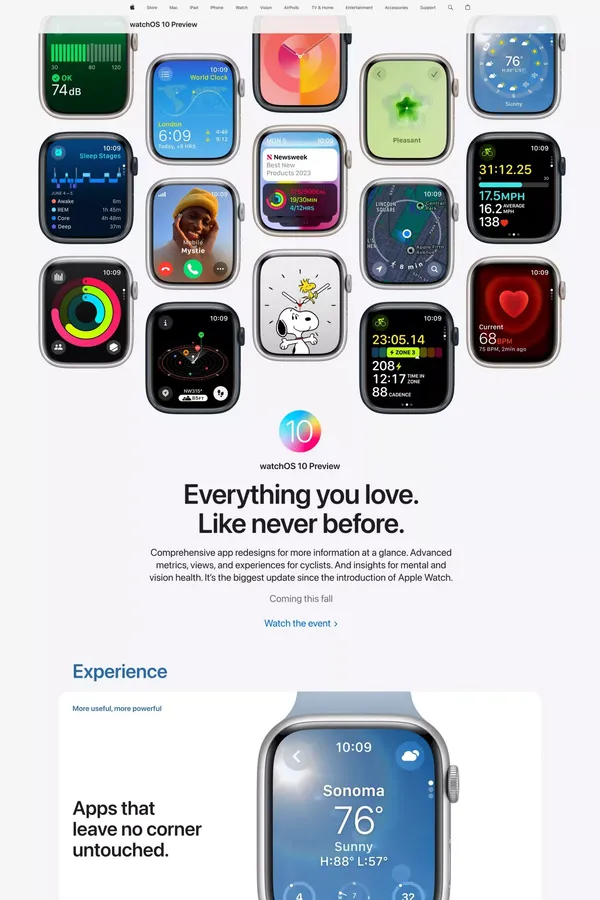 watchOS 10 Preview - Apple - Landing design inspiration