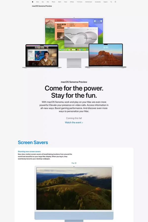 macOS Sonoma Preview - Apple - Landing design inspiration