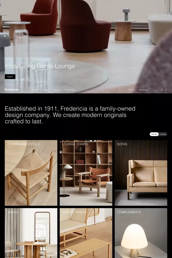 Fredericia Furniture - Modern Originals Crafted To Last - Ecommerce design inspiration