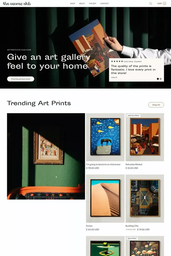 The Canvas Club | Webflow Ecommerce Website Template - Template design inspiration