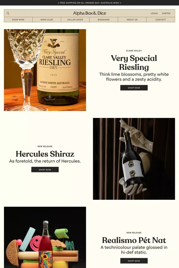 Alpha Box & Dice | The Alphabet of Wine | McLaren Vale Winery - Ecommerce design inspiration