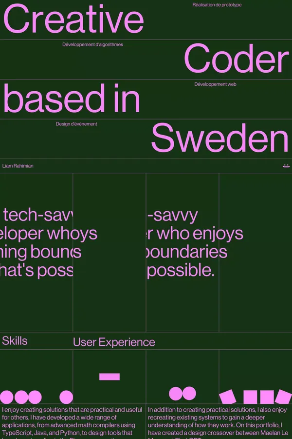 Liam Rahimian - Portfolio design inspiration