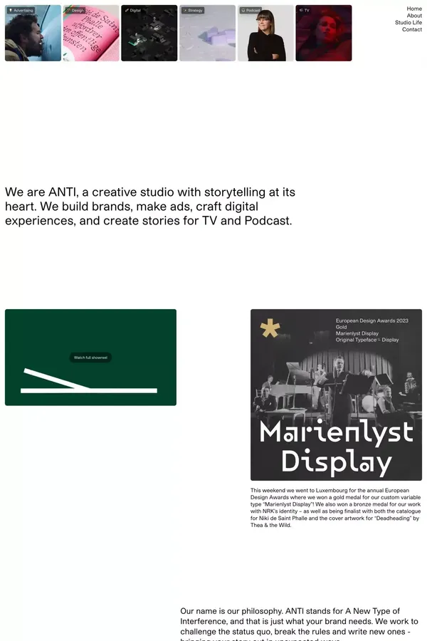 ANTI - Portfolio design inspiration