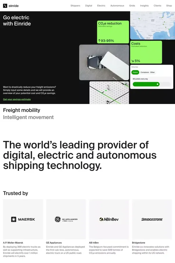 Einride – Intelligent movement | Einride - Landing design inspiration