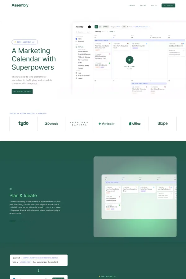 Assembly - Landing design inspiration