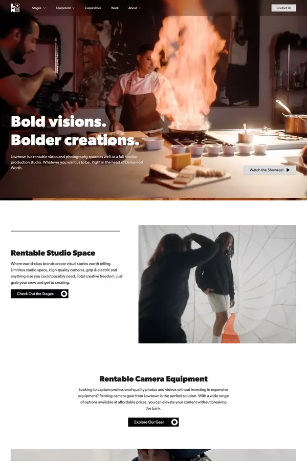 Lowtown Studios | Fort Worth video and photography studio - Landing design inspiration