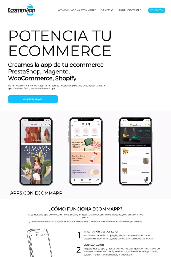EcommApp - Convierte tu Plataforma Ecommerce en App - website design inspiration