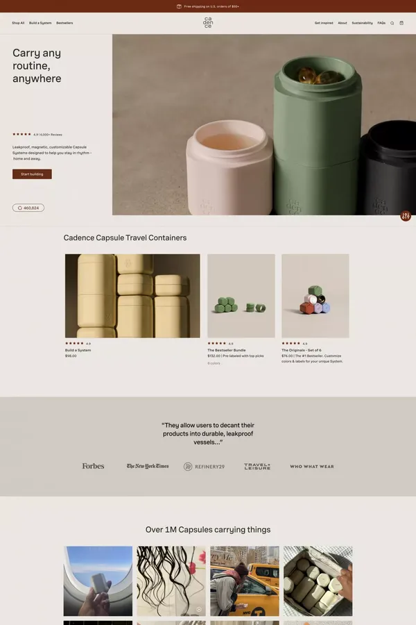 Leakproof and Magnetic Travel Containers - Ecommerce design inspiration